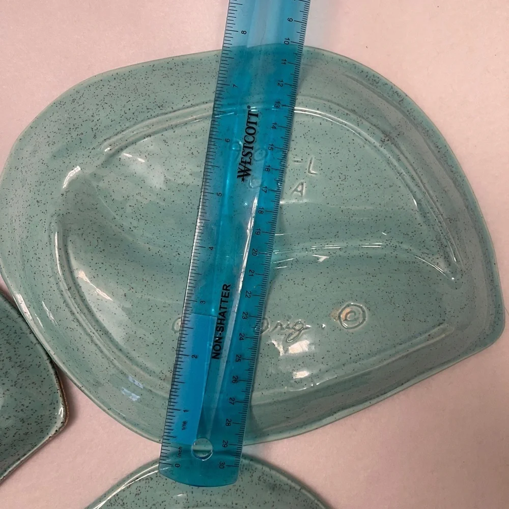 Vtg Rare Mid Century Ceramic Ashtrays (3) Calif Orig 902 USA Atomic Teal Green